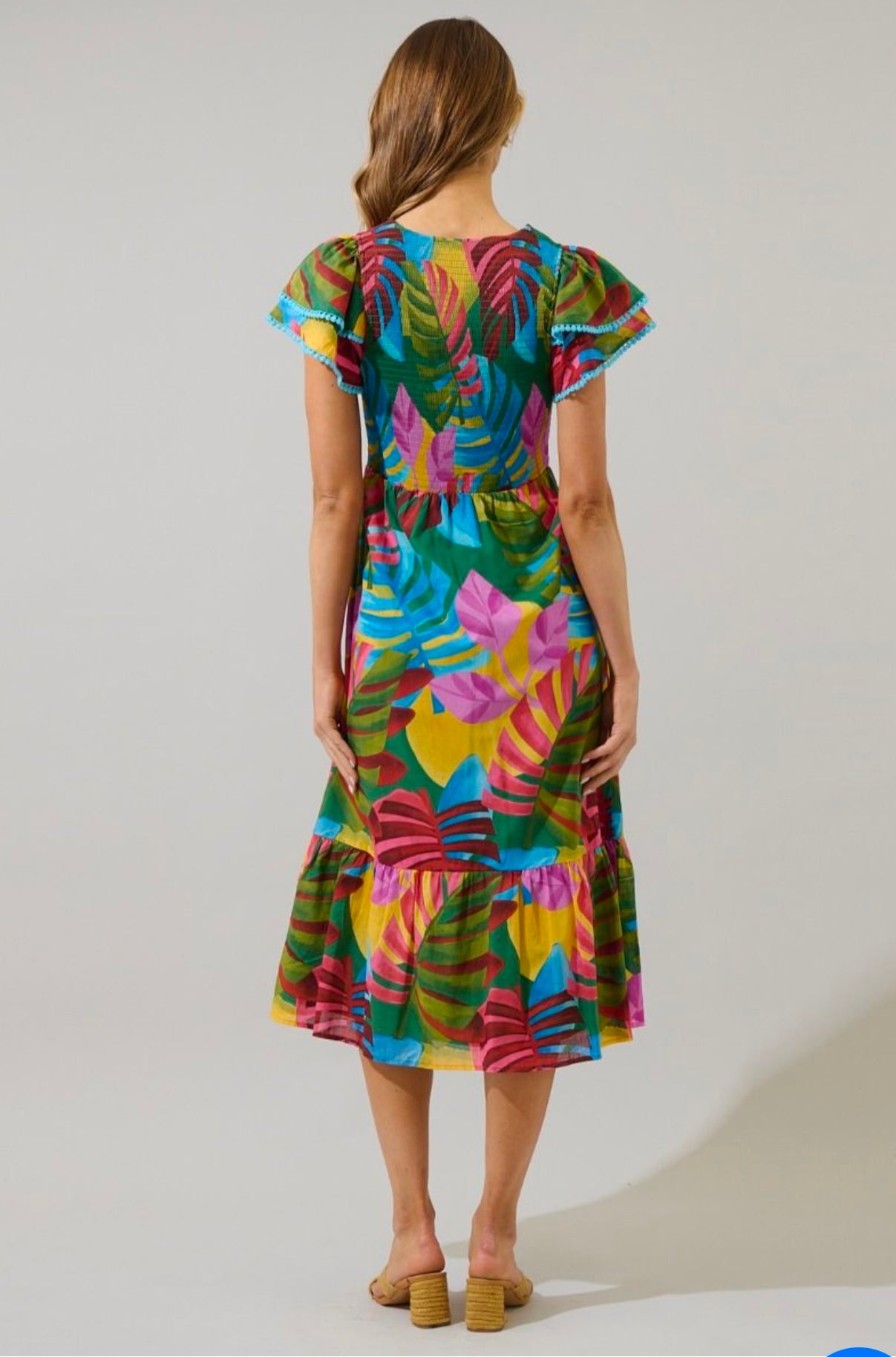 Novi Tropical Patte Tiered Midi Dress