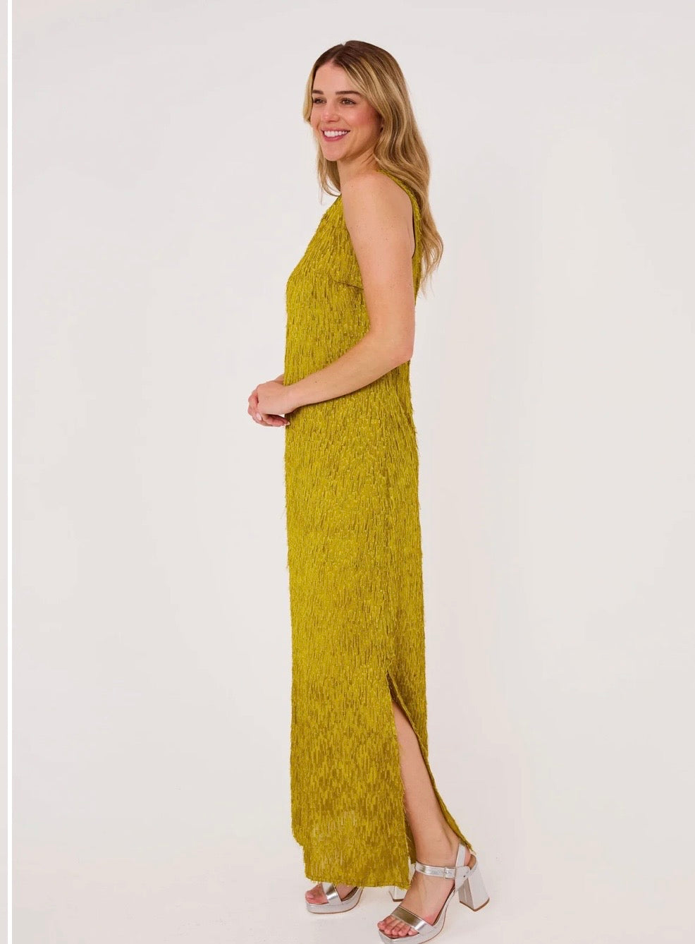Hannah Dress Golden Olive
Fringe Chiffon