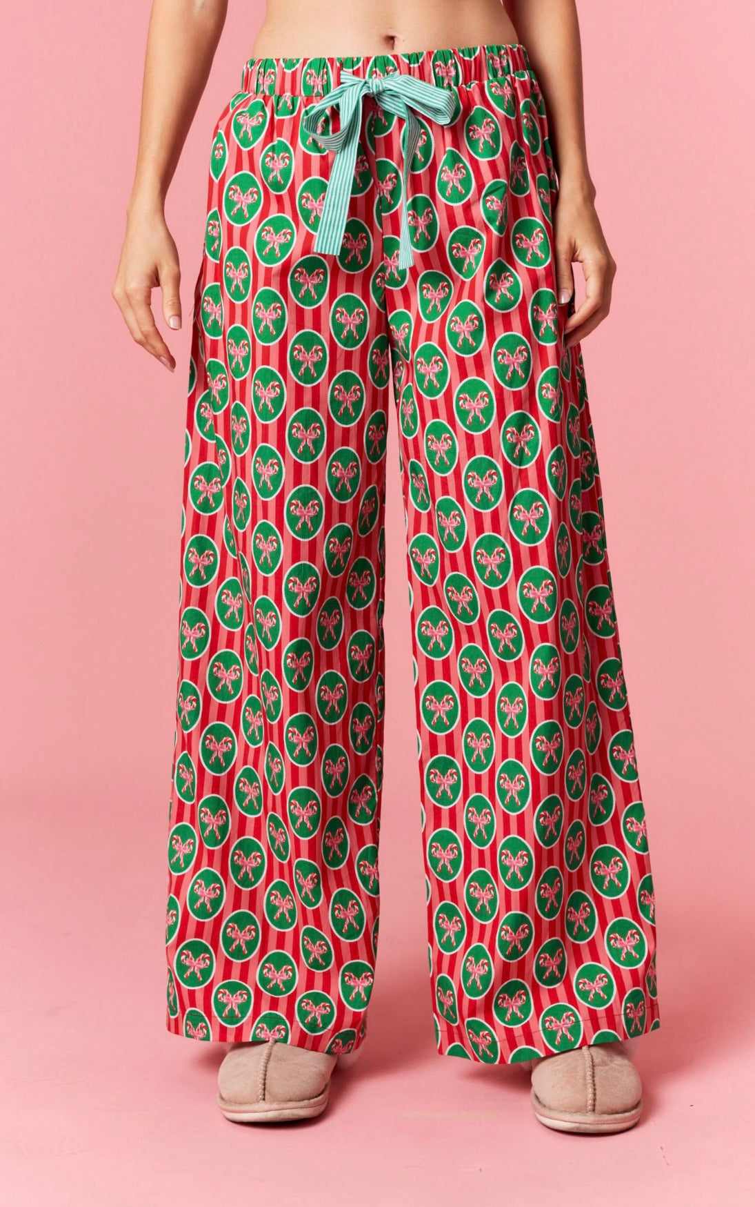 Festive Poplin Tie Pants