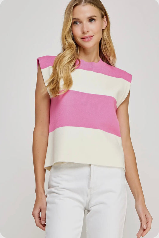 Anne Striped Sleeveless Knit Top