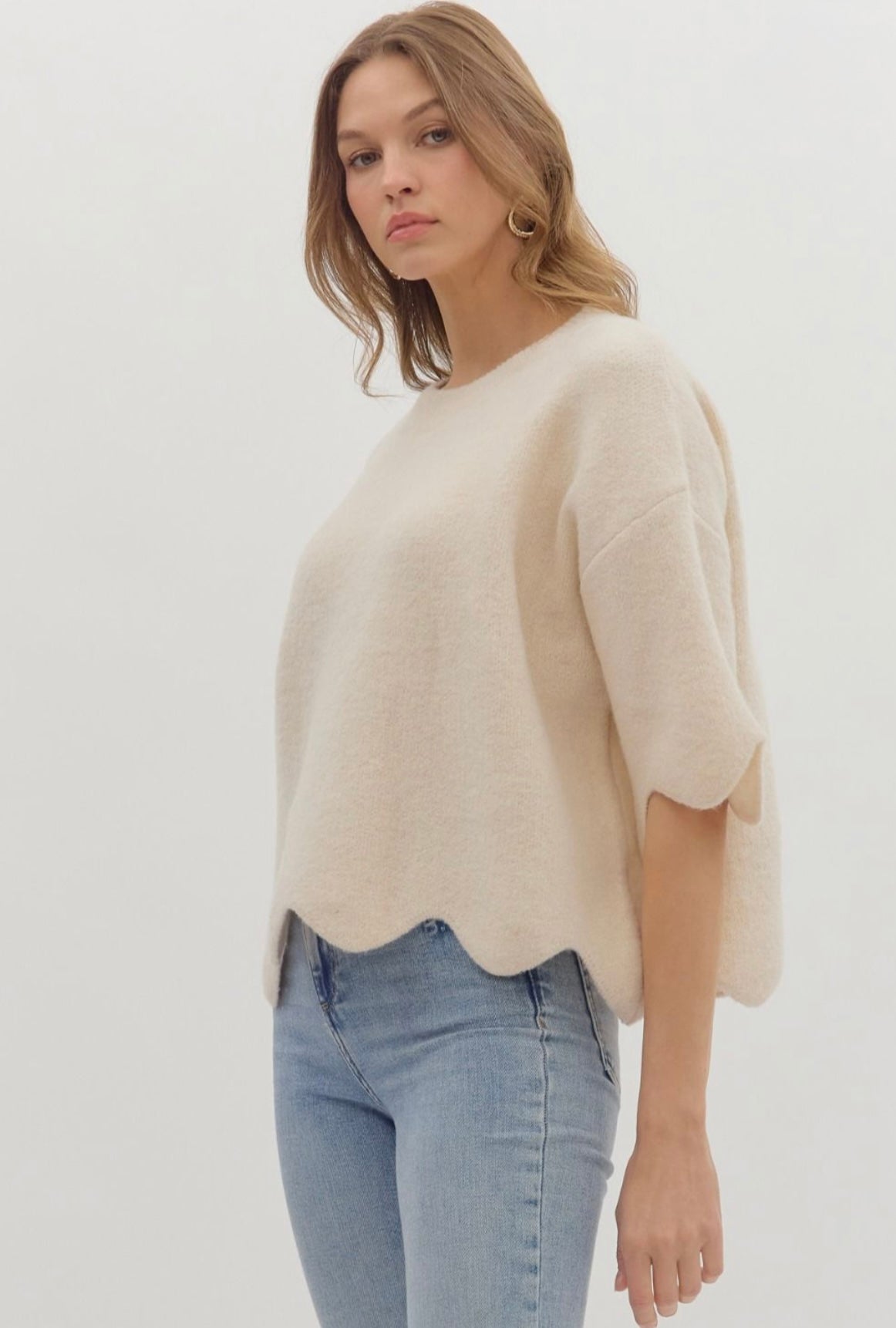 Victoria Sweater Top- Cream