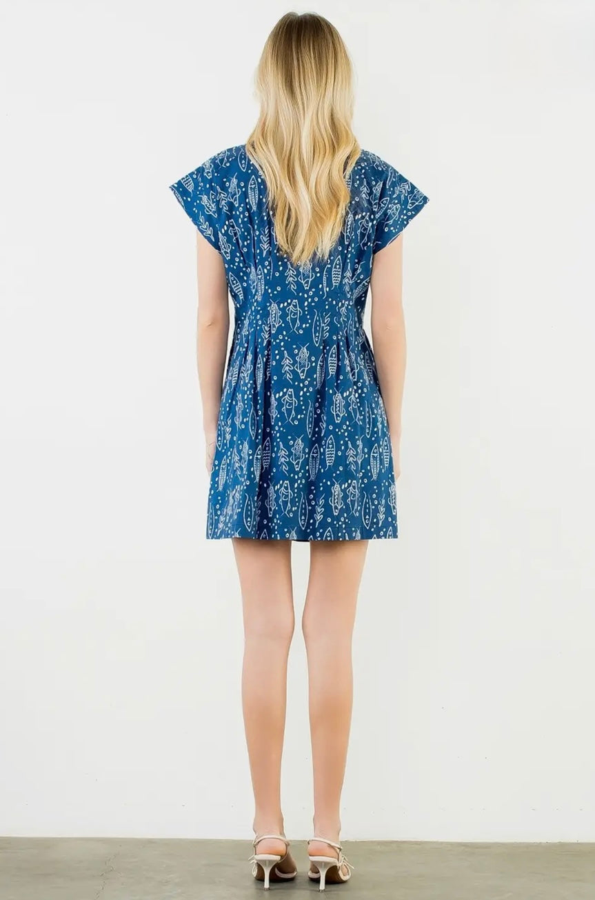 Coastal Sketch Shirt Dress