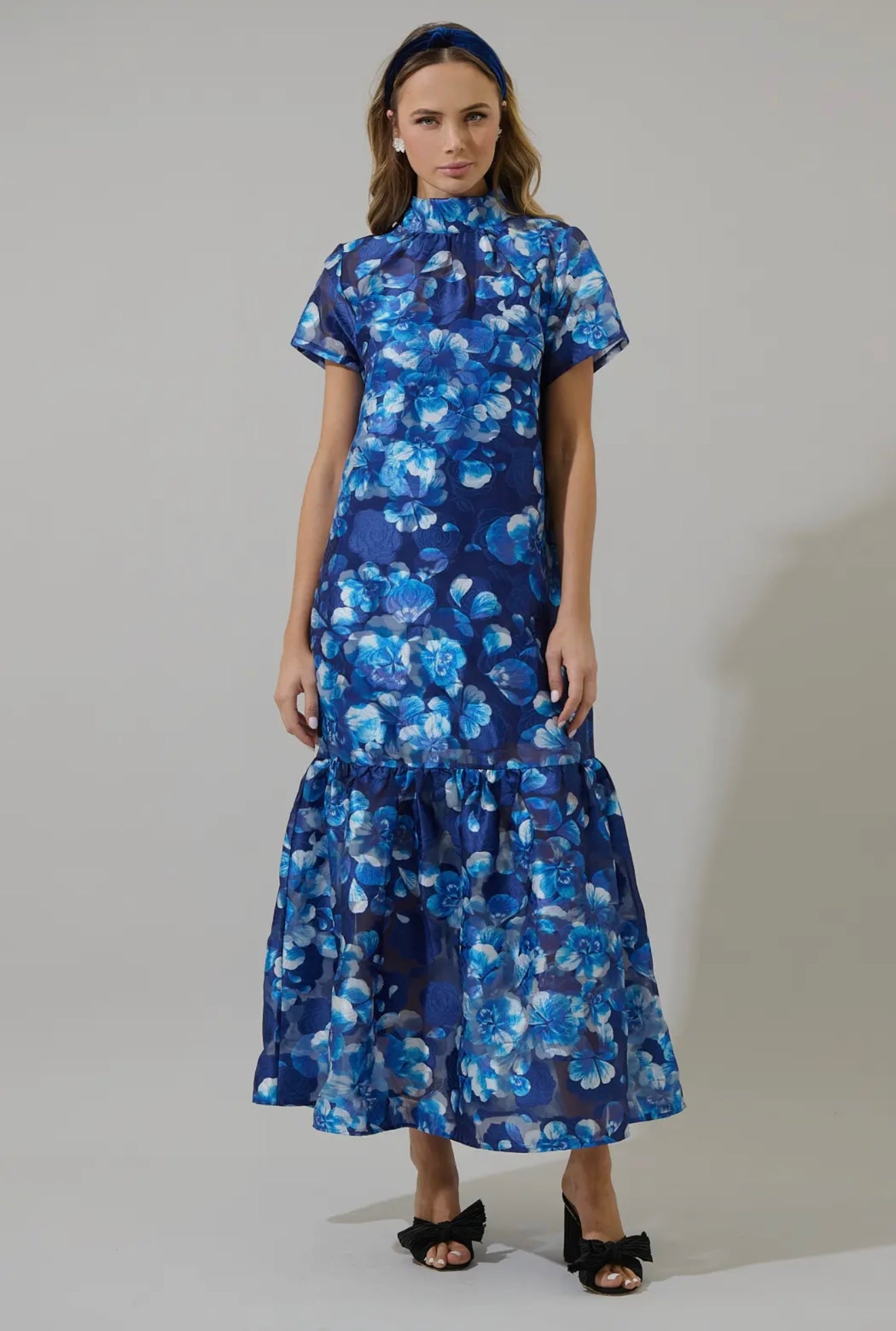 Abay Floral Dime Organza Maxi Dress