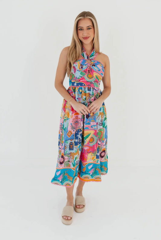 Sloane Ric Rac Cross Midi Dress