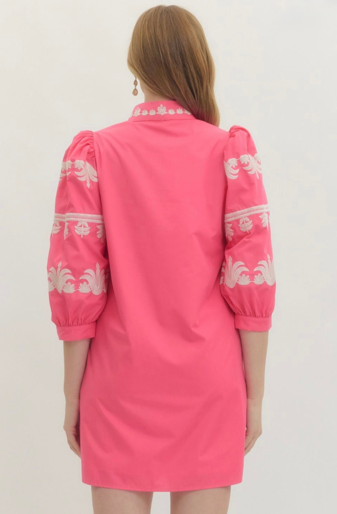 Callie Embroidered Dress- Pink