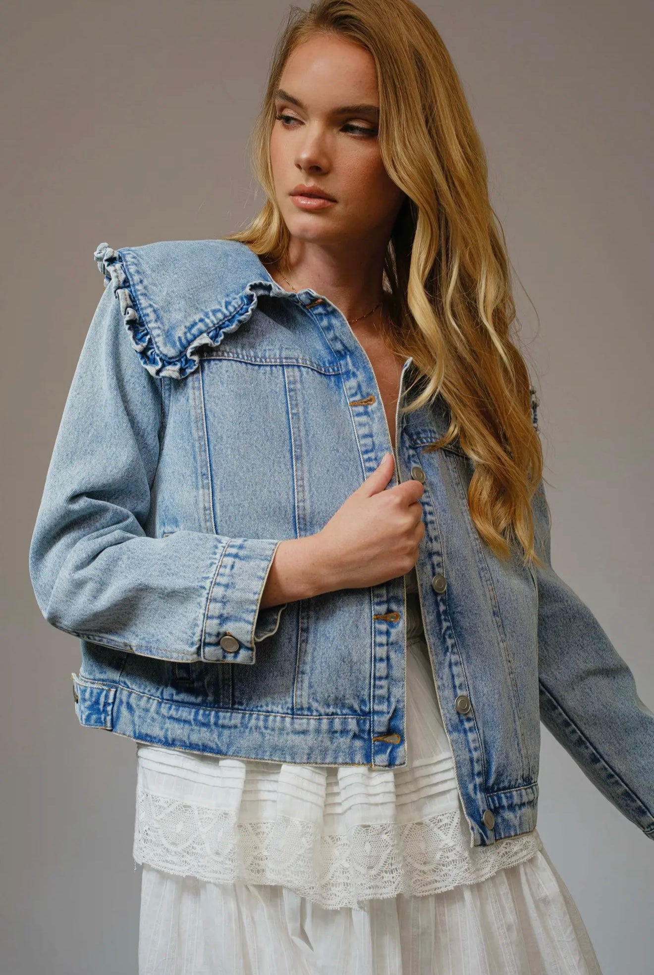 Ruffle Denim Jacket