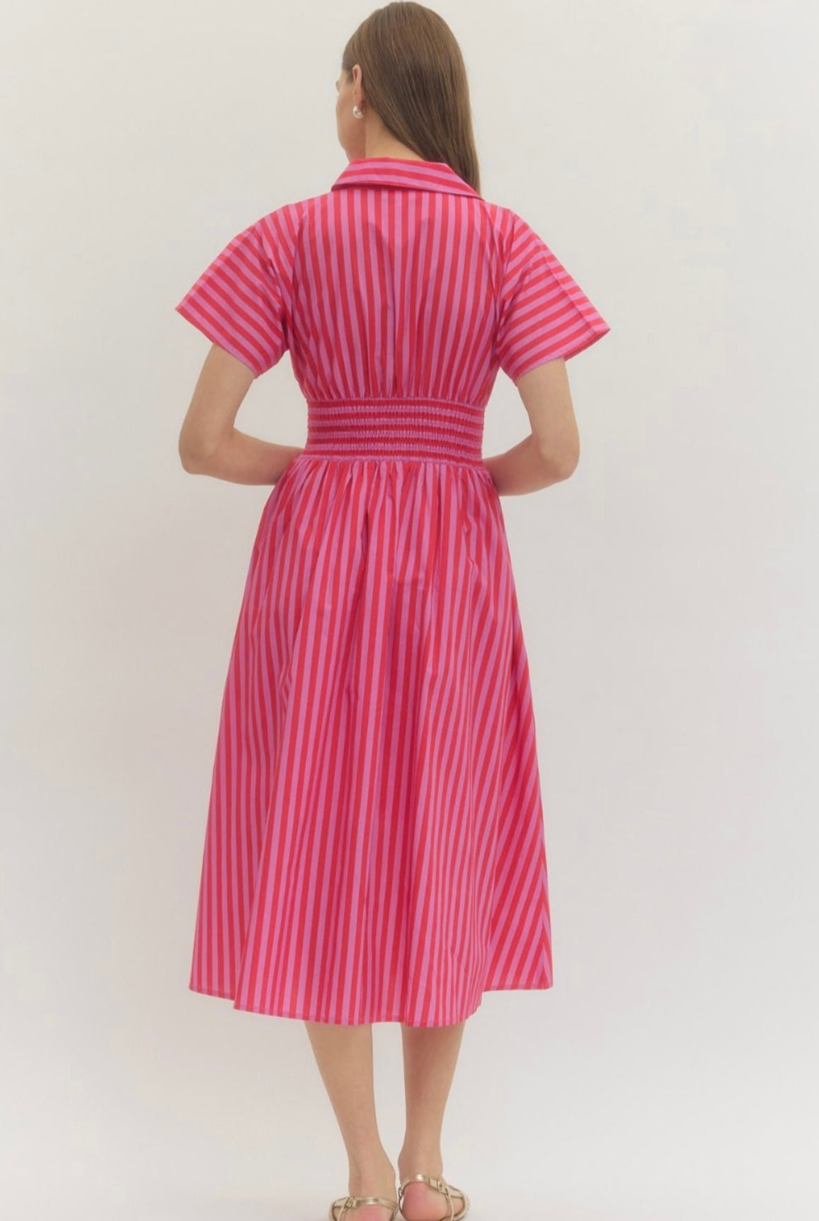 Kate Striped Dress- Pink/Red