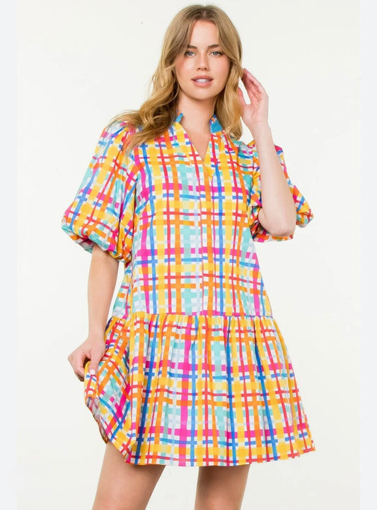 Bright Multi Gingham Dress