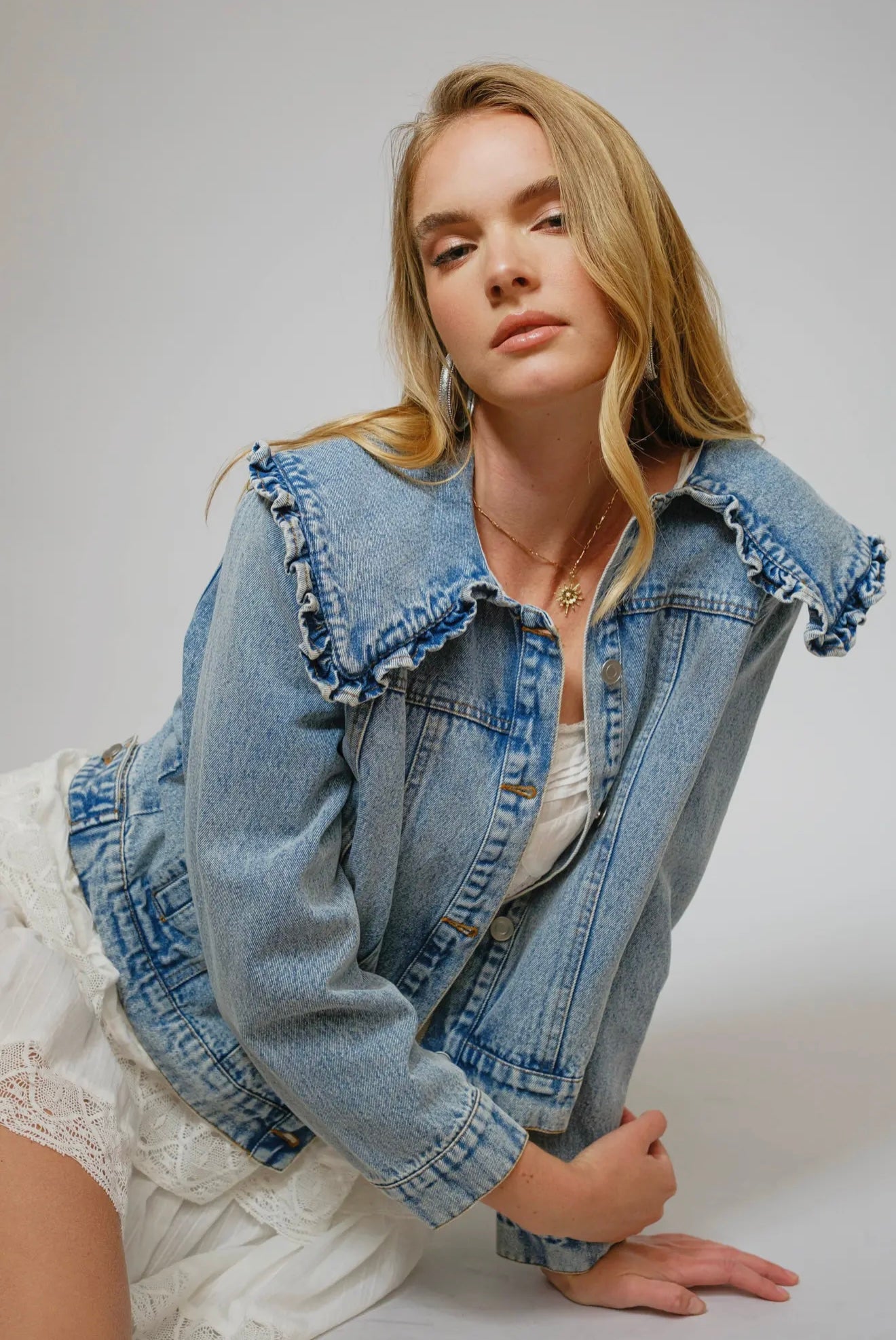Ruffle Denim Jacket