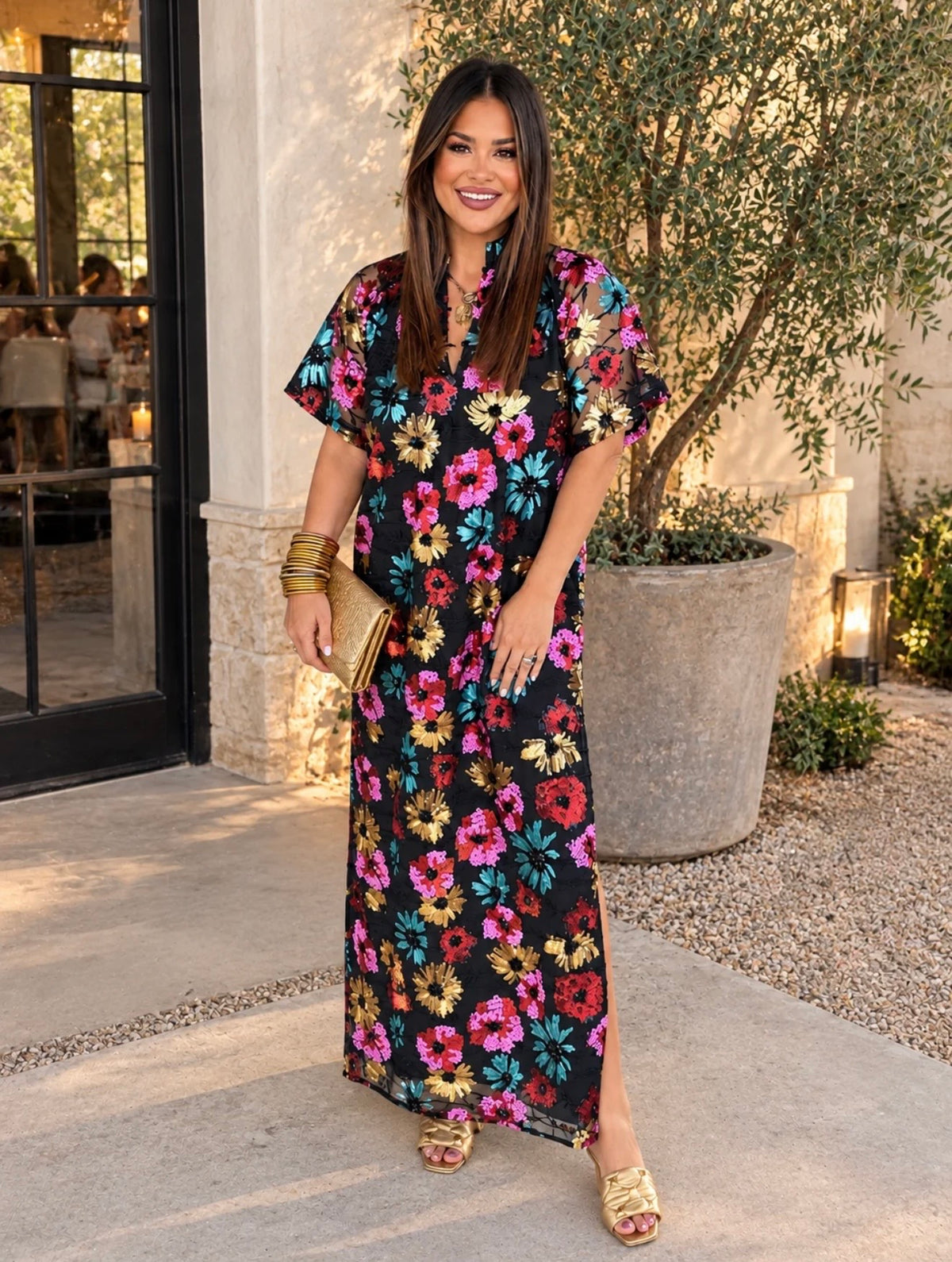 WINNIE SEQUIN MAXI CAFTAN
DRESS - BLOOM