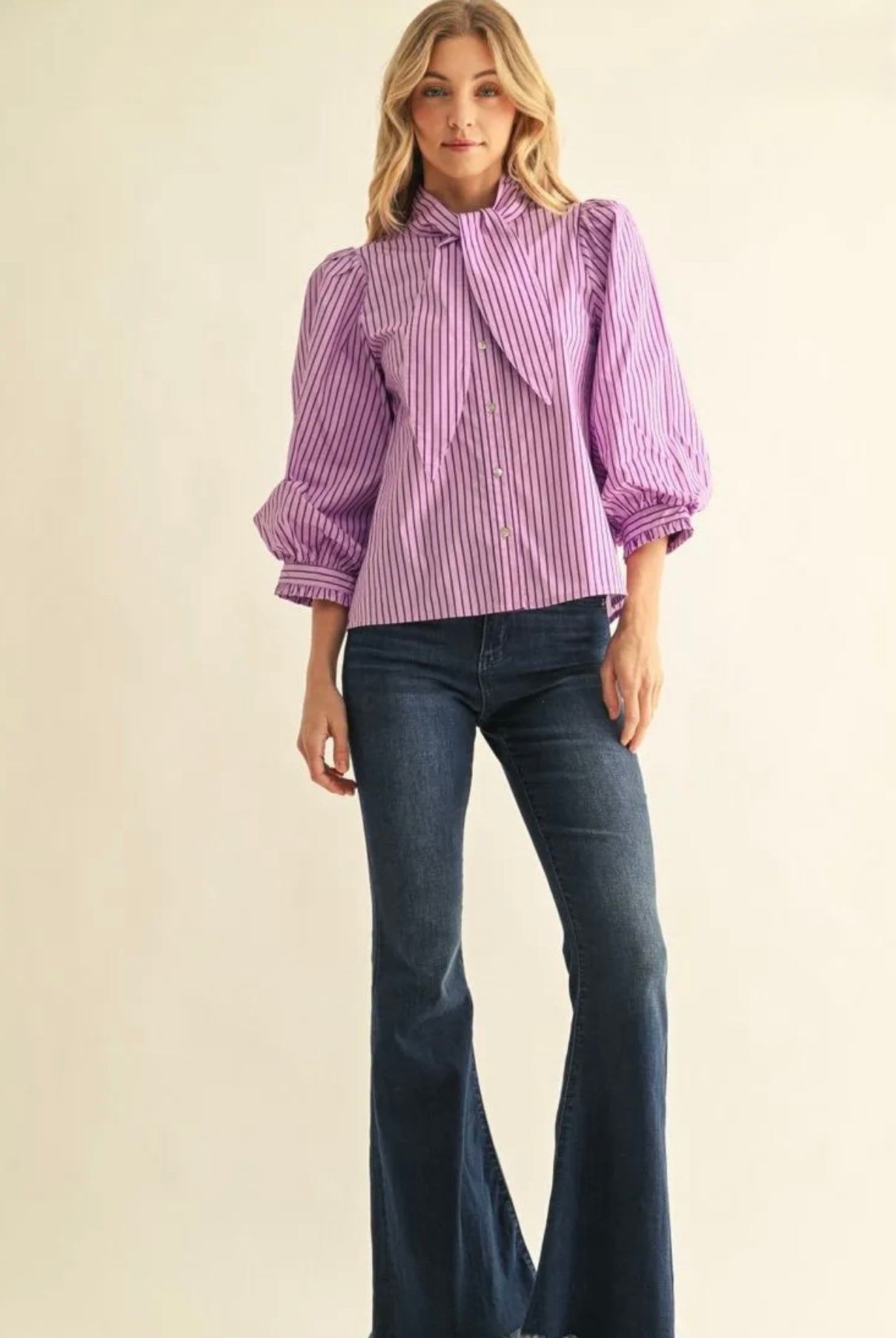 Lila Purple Striped Top