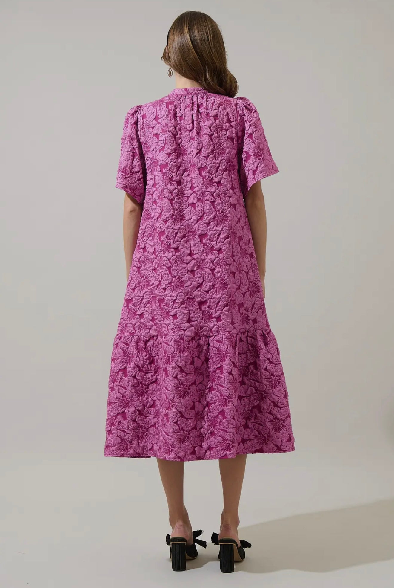 Arielle Jacquard Floral Ely Midi Dress