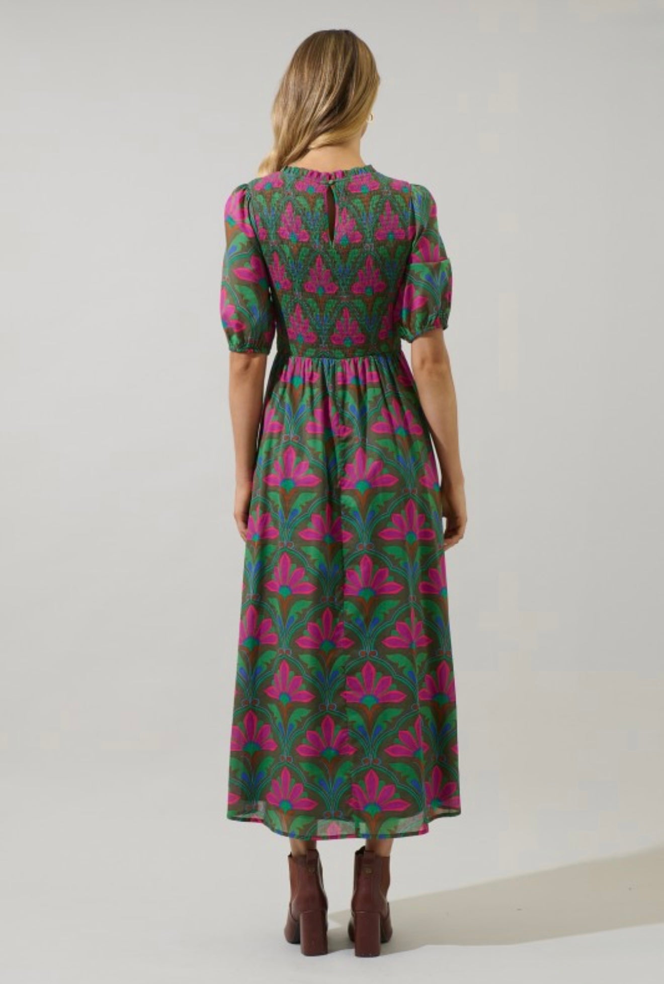 Evanna Floral Bermy Smocked Maxi Dress
