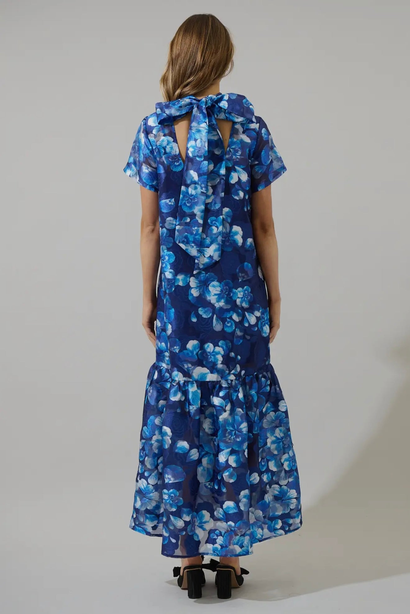 Abay Floral Dime Organza Maxi Dress