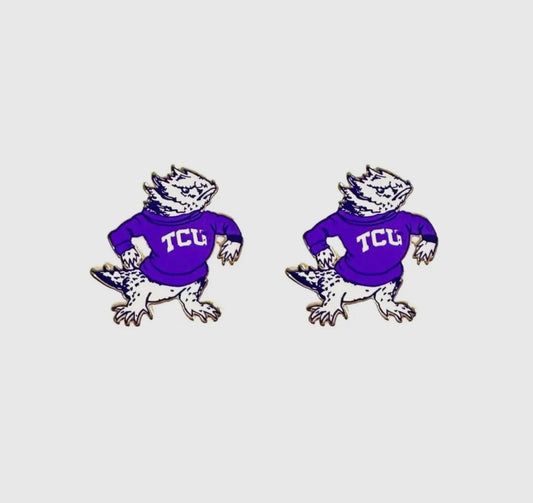 College Vault Tcu Mascot Stud Earrings