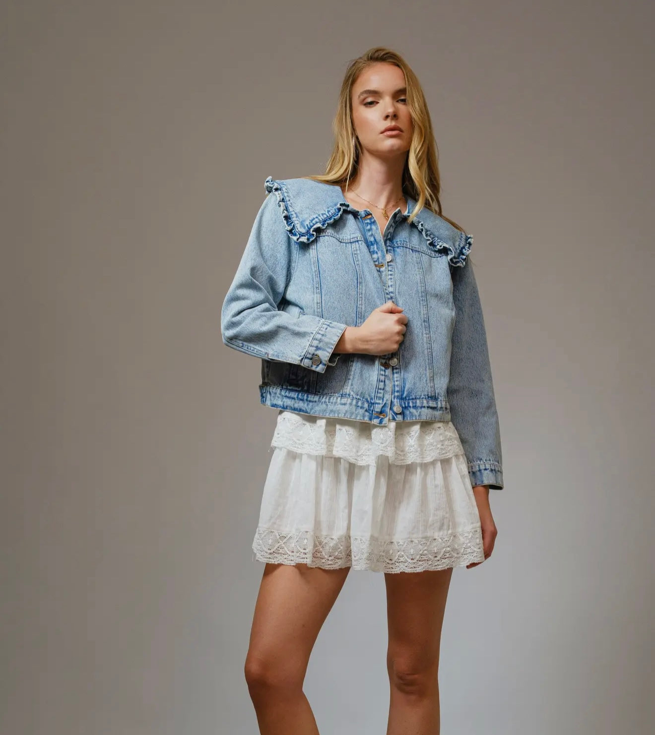 Ruffle Denim Jacket
