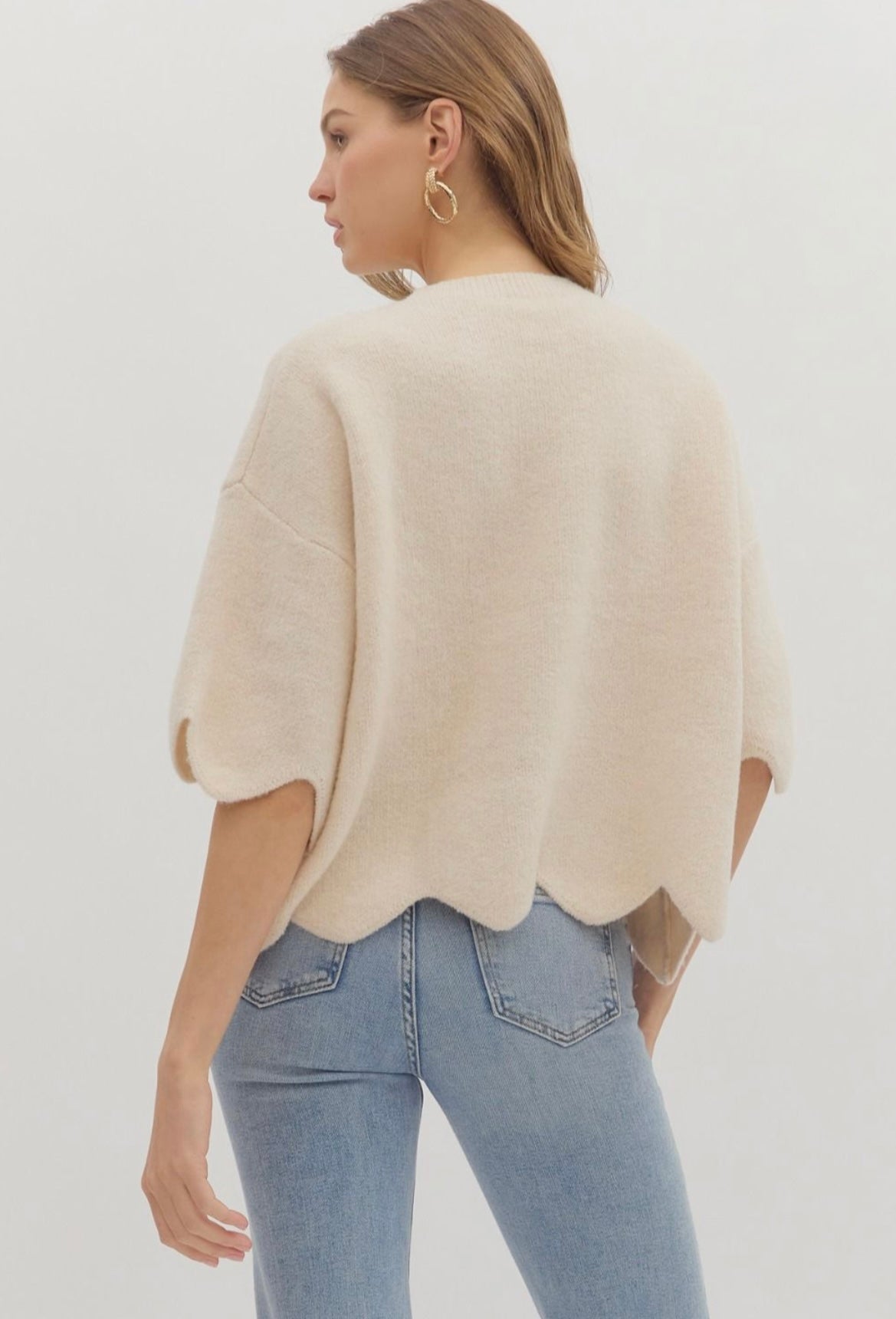 Victoria Sweater Top- Cream