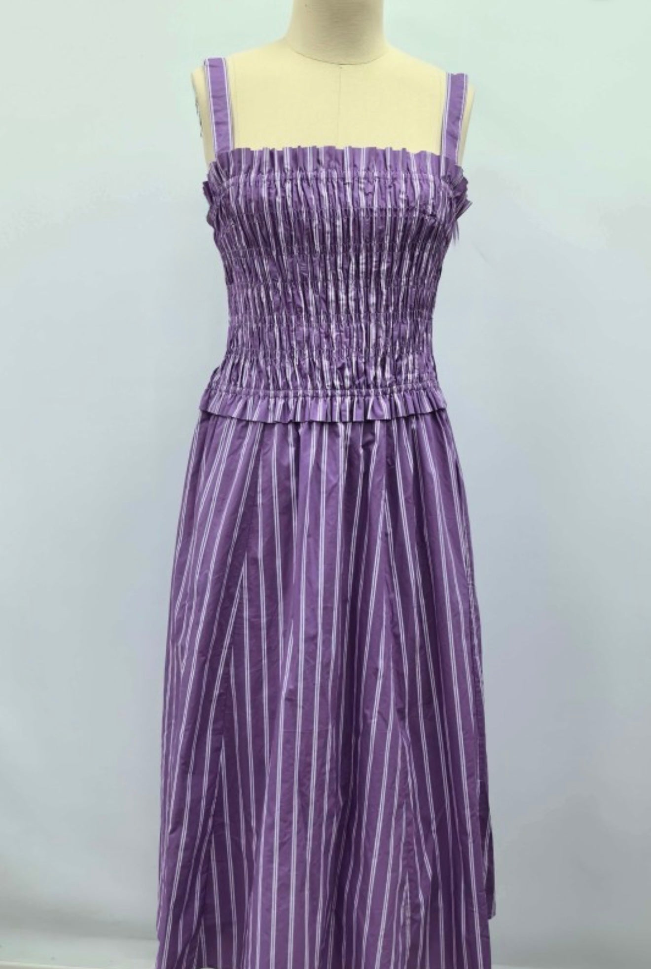 Purple Striped Midi Dress