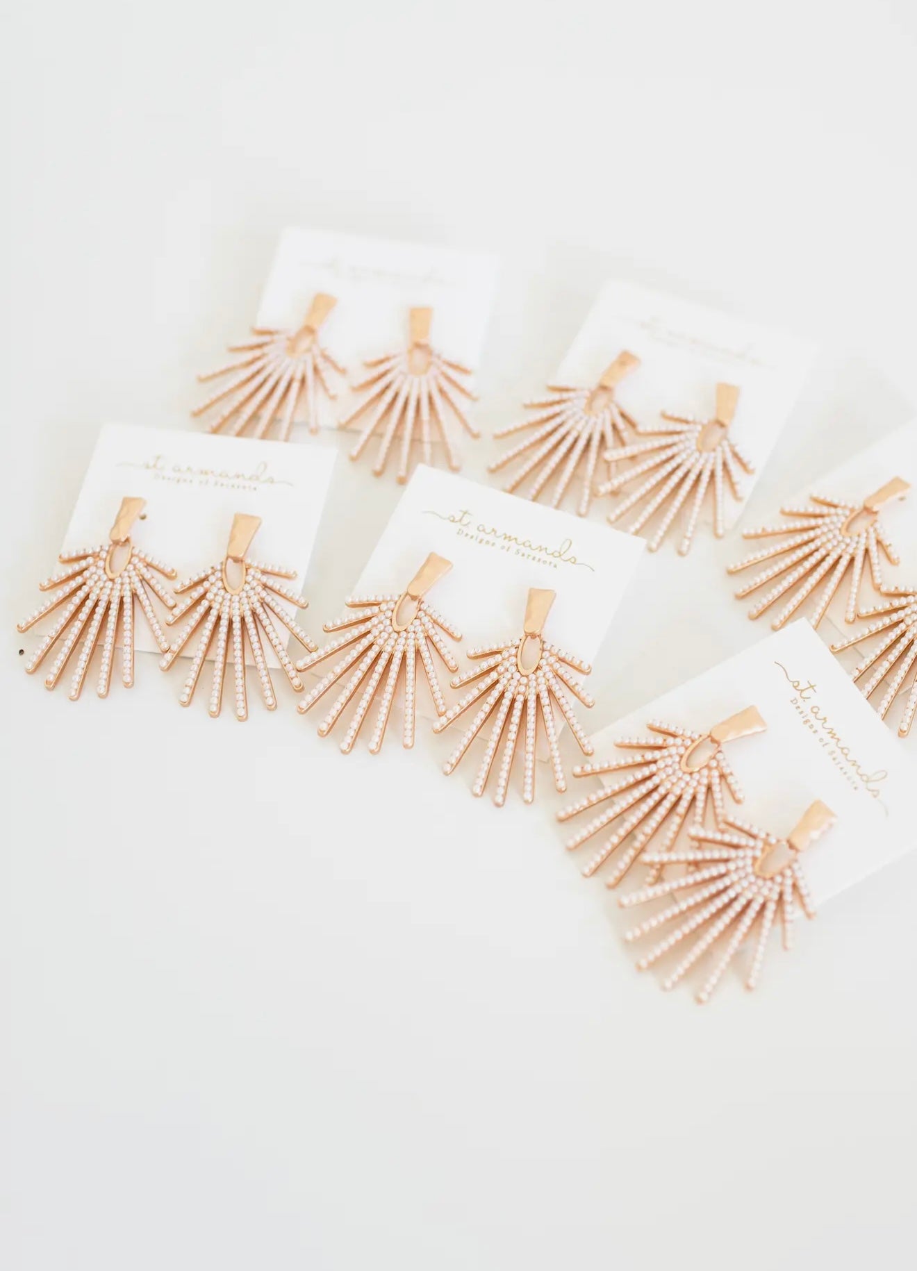 Pearl Sunburst Statement Drop Earrings