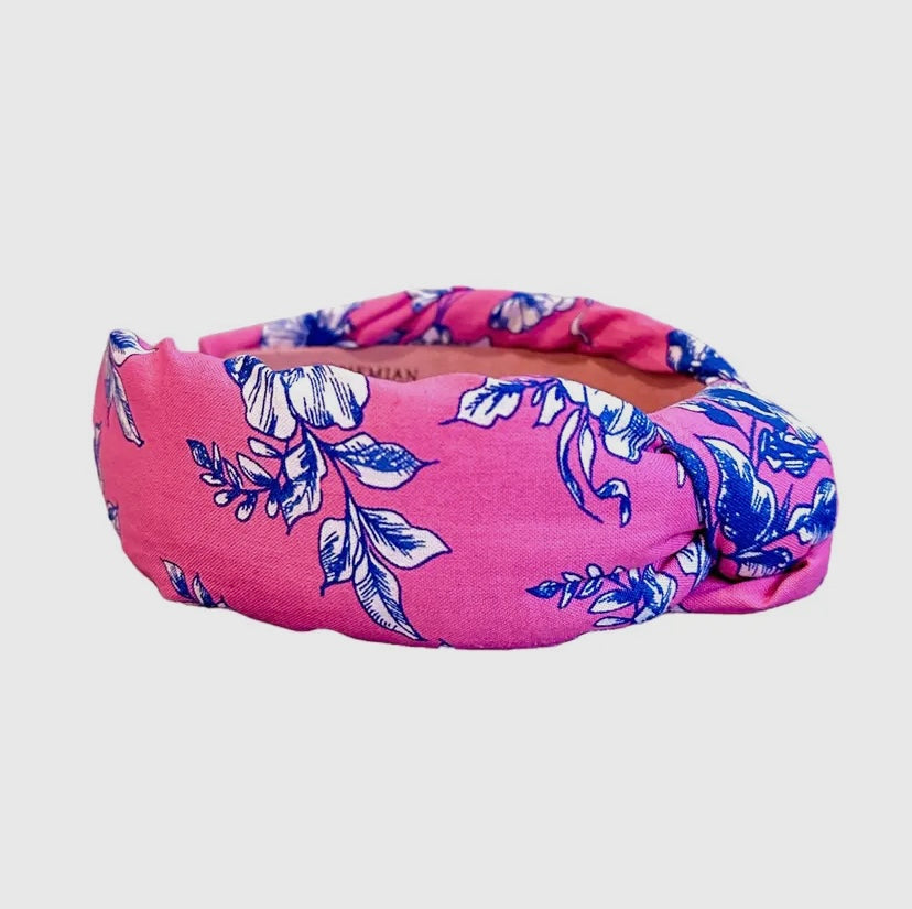 Pink and Blue Floral Headband
