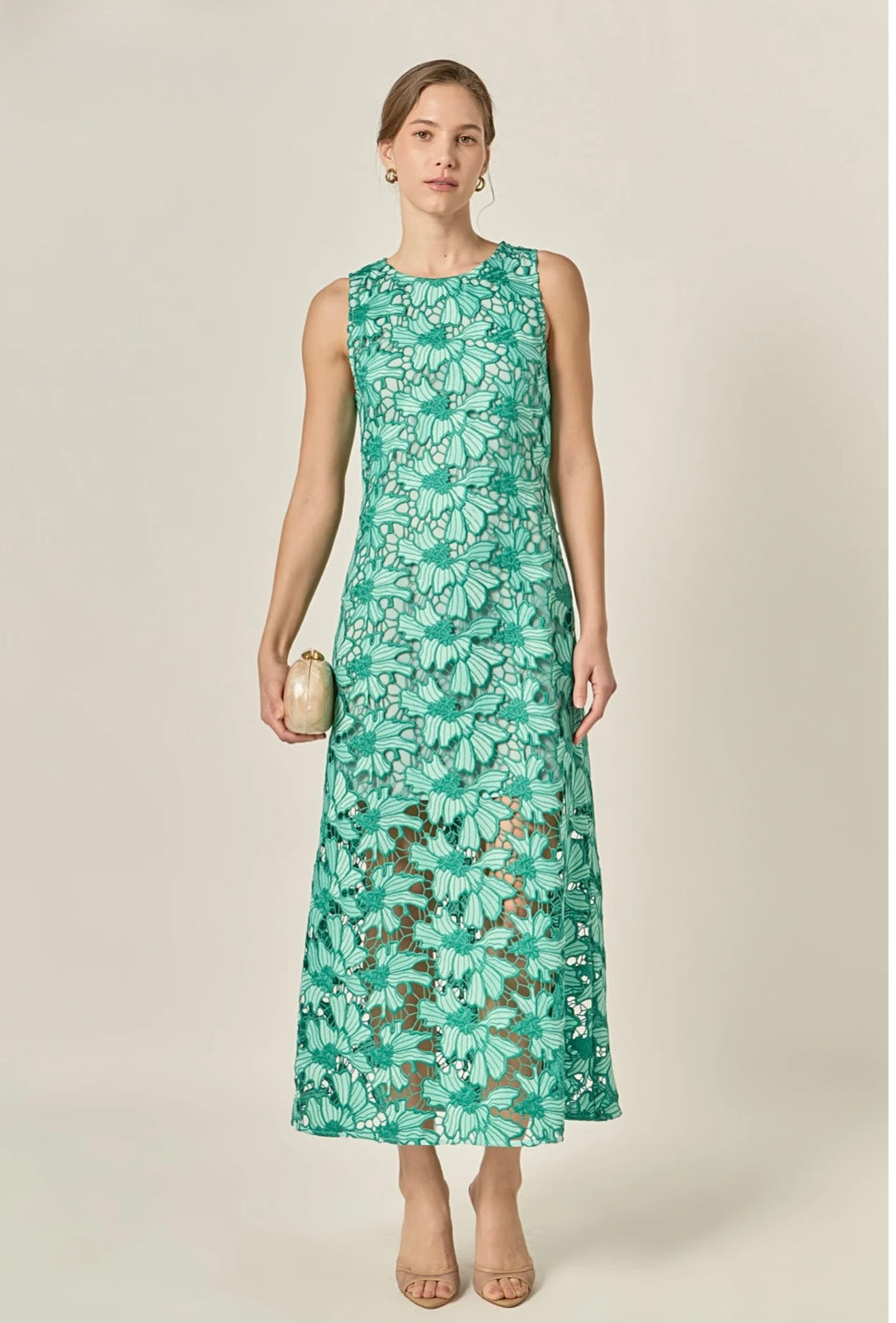 FLORAL EMBROIDERED MIDI DRESS- English Factory