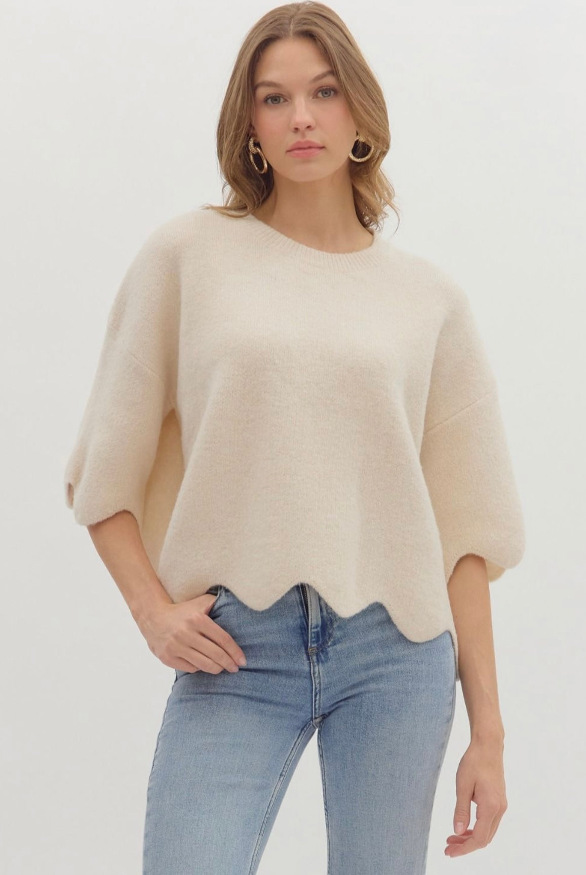 Victoria Sweater Top- Cream