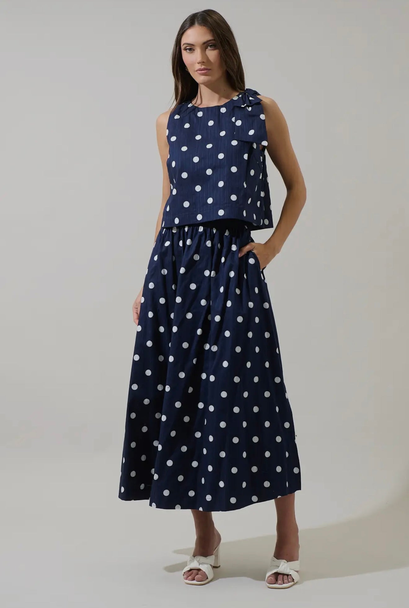 Caryn Polka Dot Sleeveless Top
