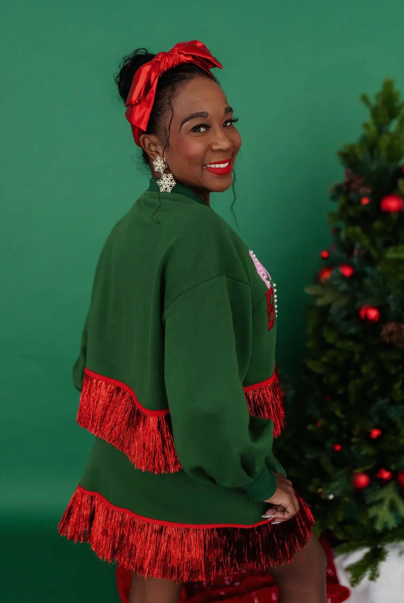 Green Skirt/Skort with Tinsel Fringe