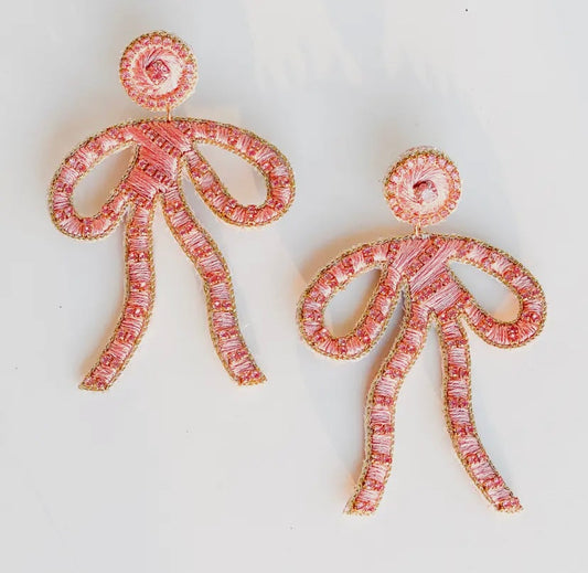 Blush Pink Coquette Bow Earrings
