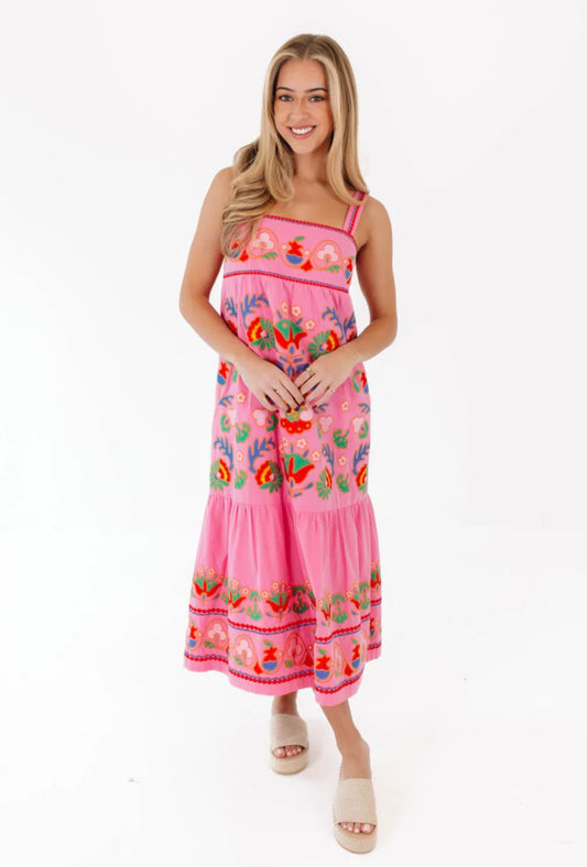 The Landon Midi Dress - Hot Pink