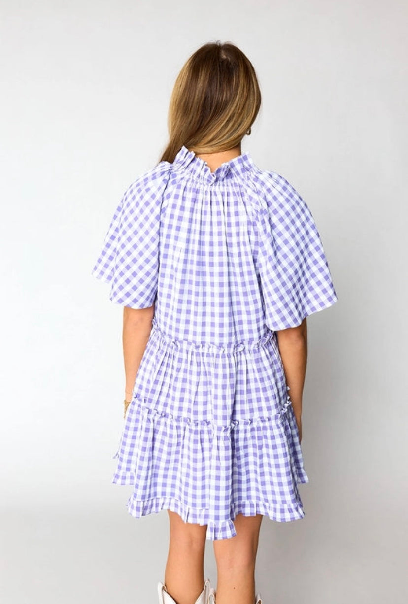 Lakin Swing Dress- Violet Check