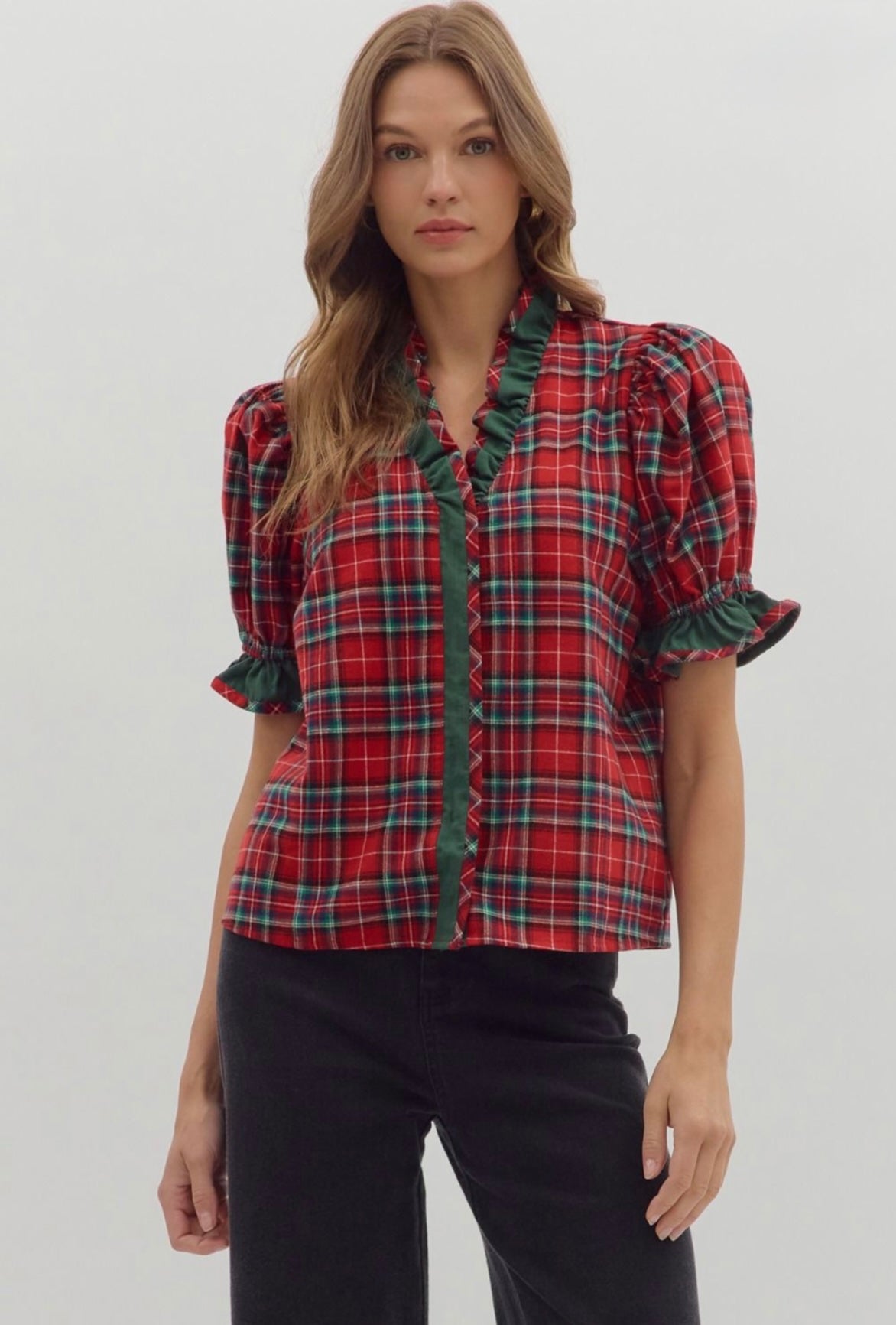 Cristina Plaid Top