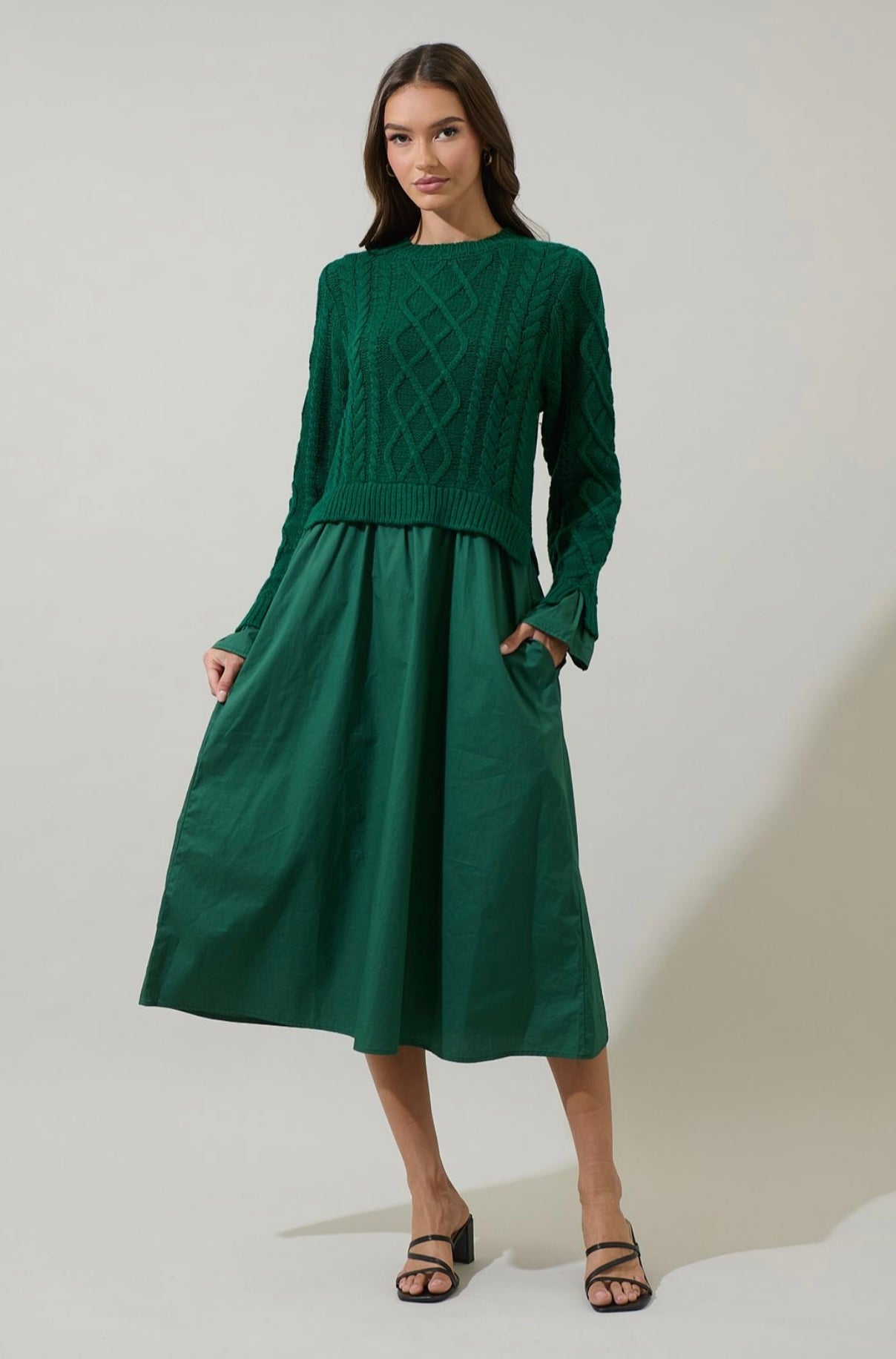 Riven Mix Media Midi Dress