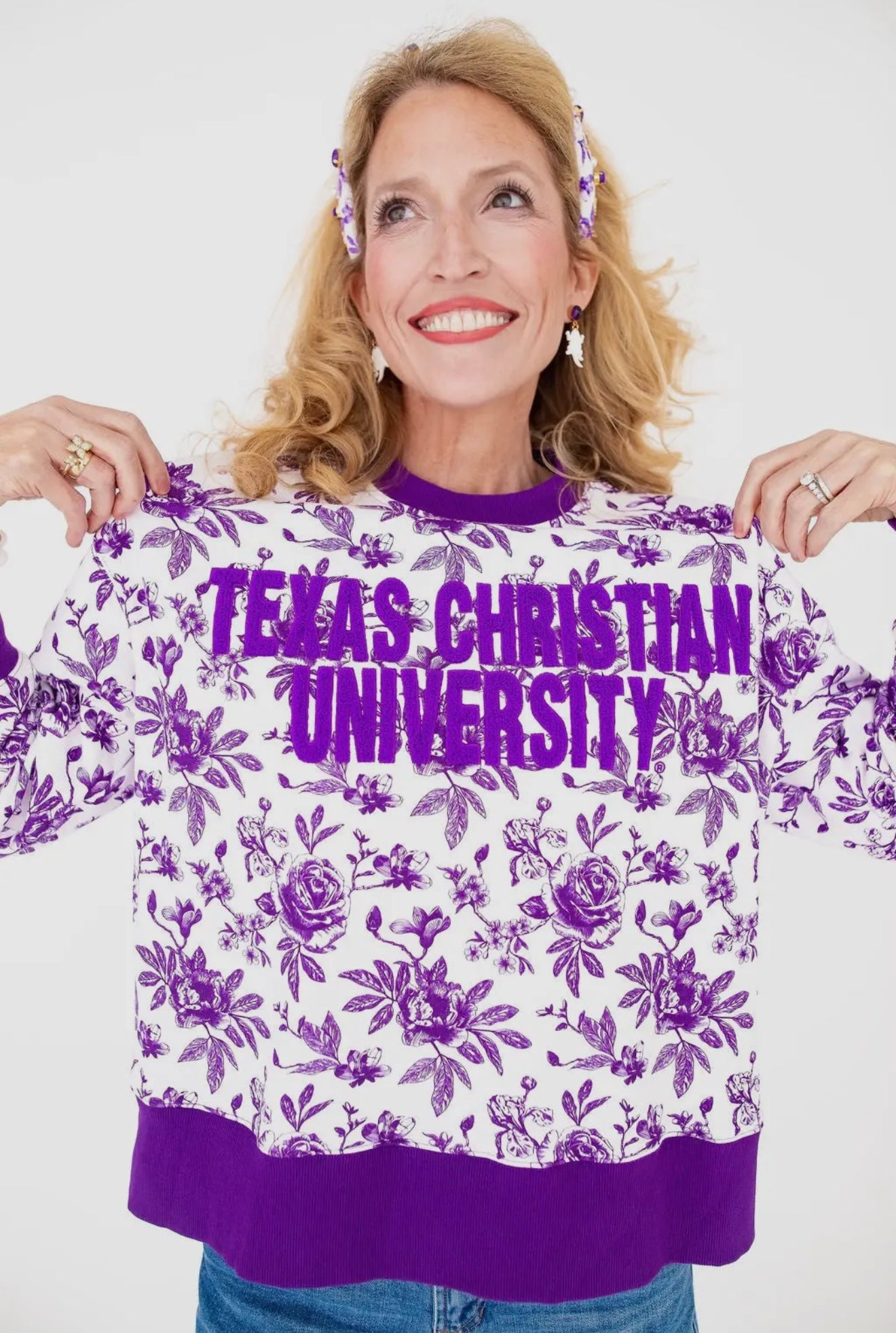Tcu Floral Toile Sweatshirt