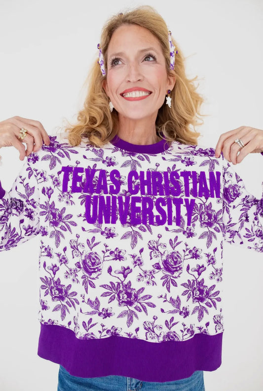Tcu Floral Toile Sweatshirt