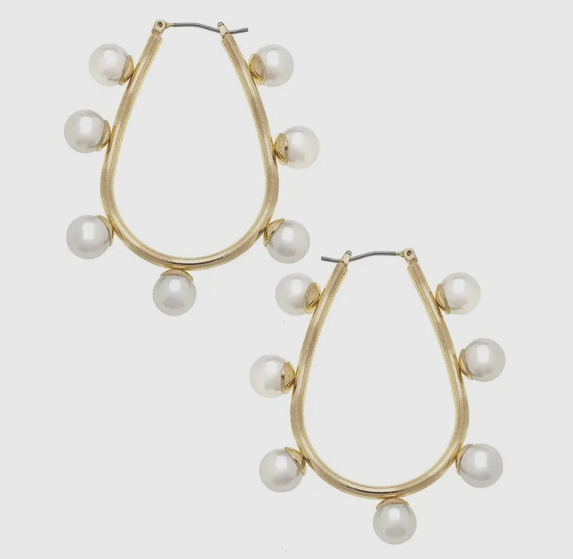 Allison Pearl Teardrop Hoop