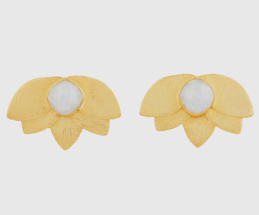 Moonstone Lotus Flower Earring