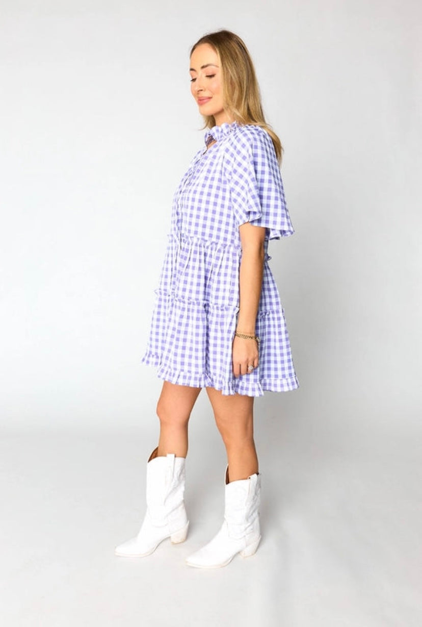 Lakin Swing Dress- Violet Check