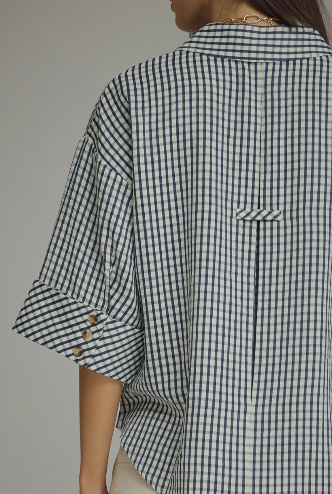 Cassandra Gingham Top- Navy