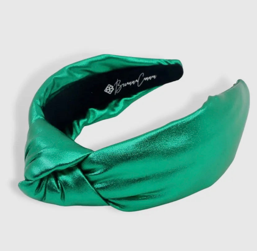 Green Puff Metallic Knotted headband