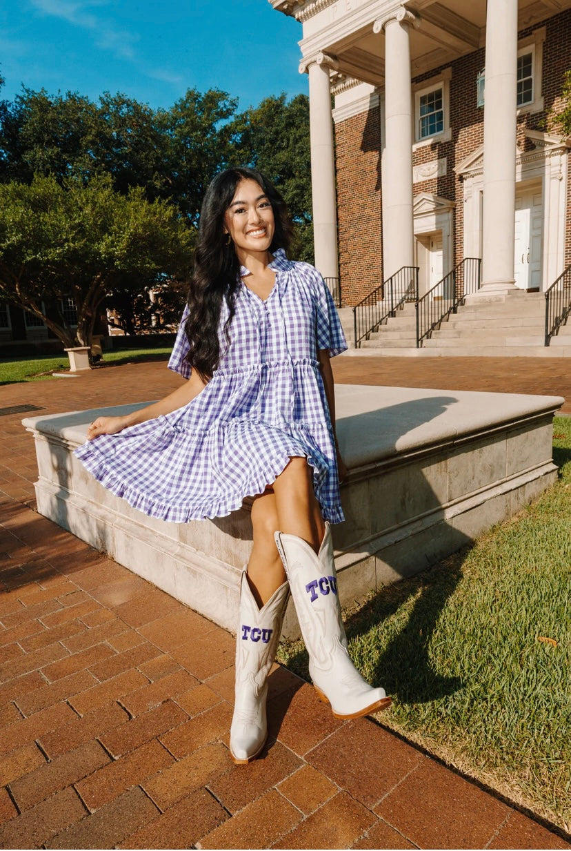 Lakin Swing Dress- Violet Check