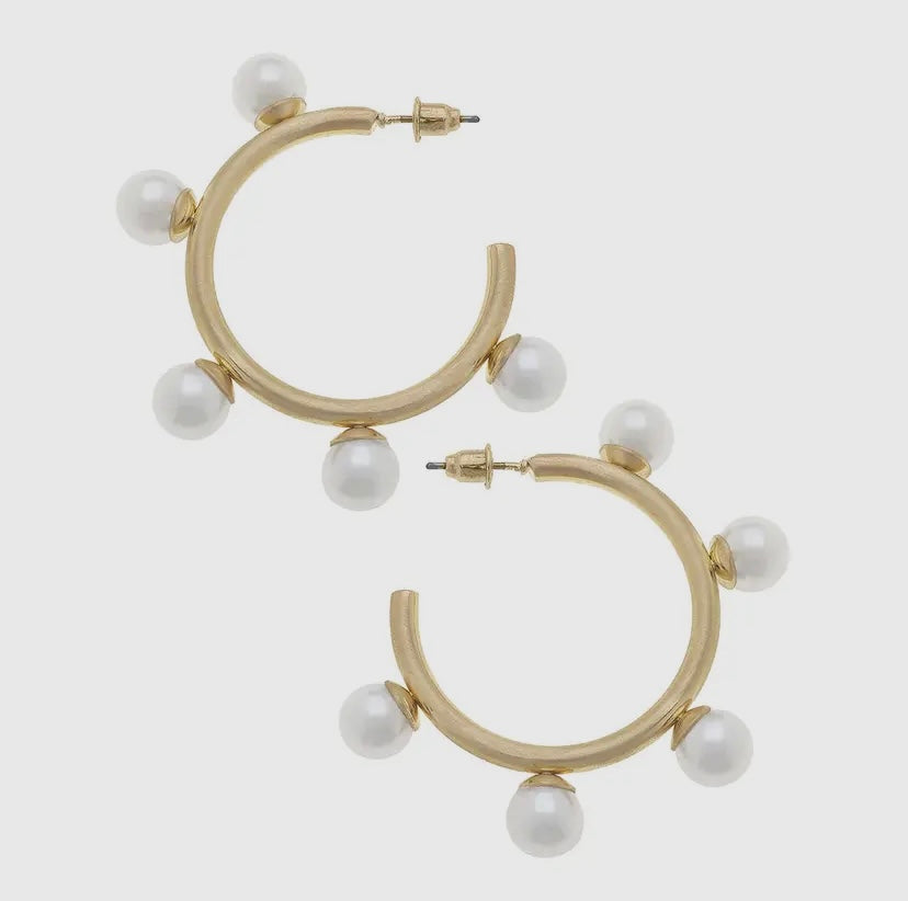Allison Pearl Studded Hoop Earrings