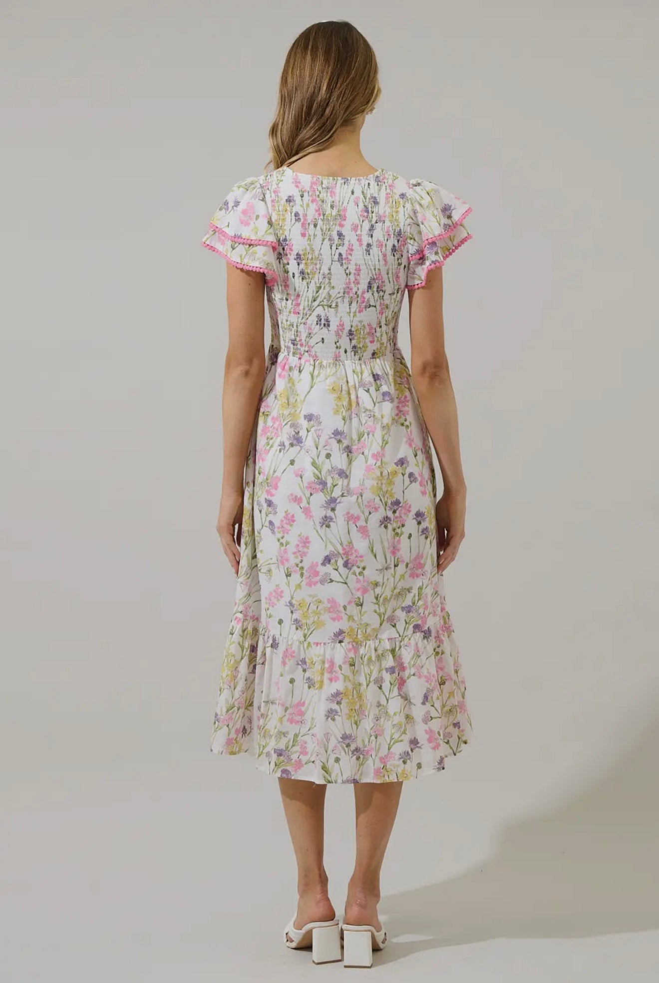 Lita Floral Patte Tiered Midi Dress