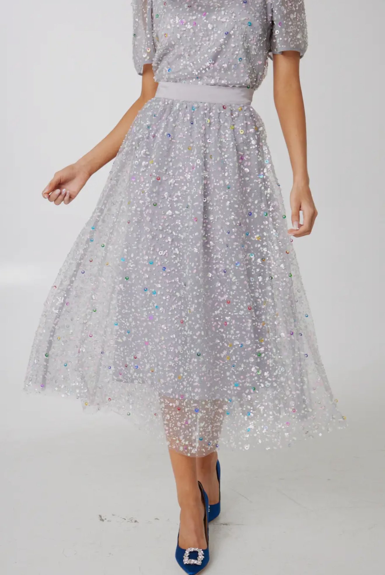 Eden Skirt Silver Confetti Tulle