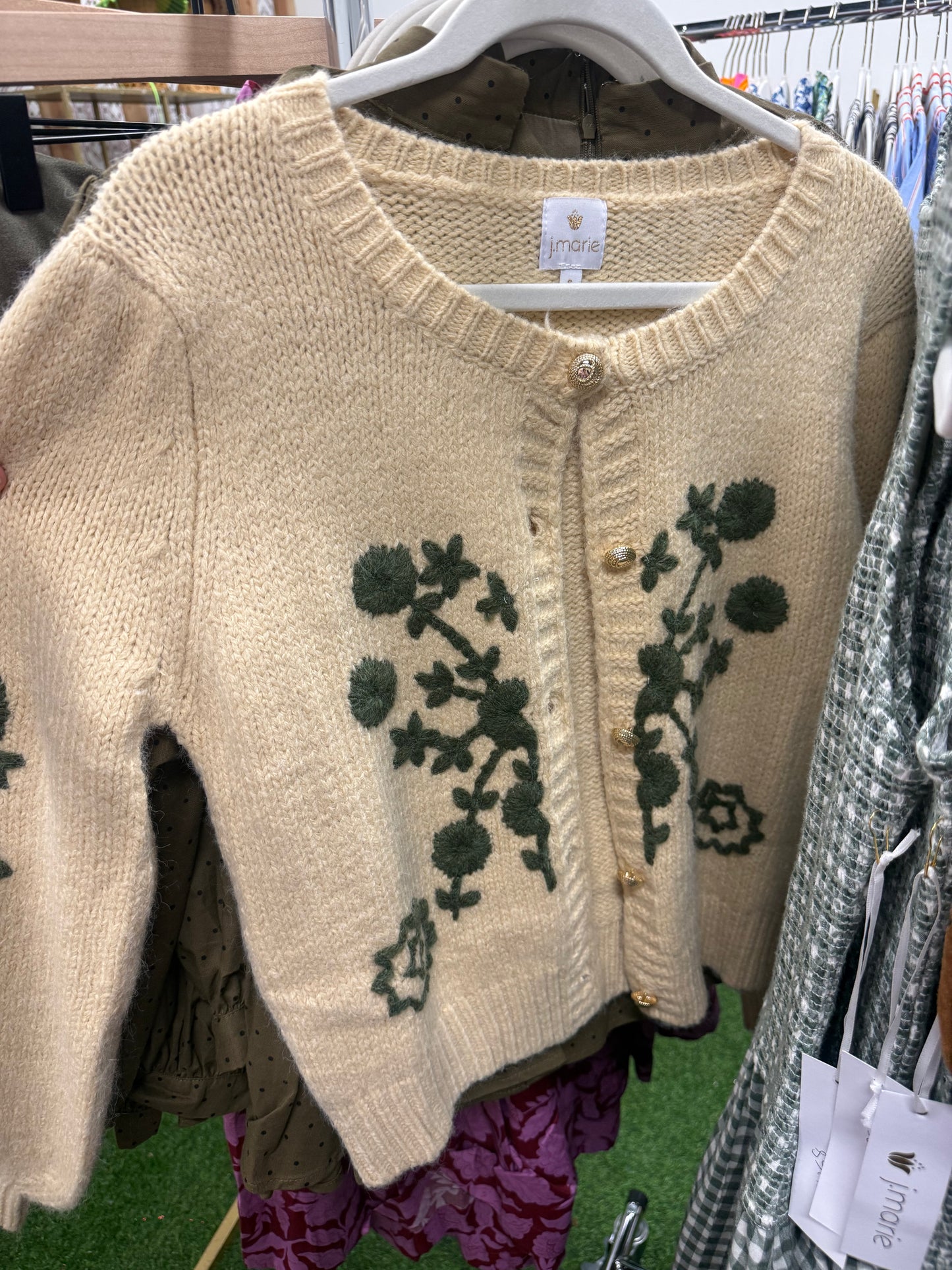 The Rowan Cardigan - Green
Embroidery Cream