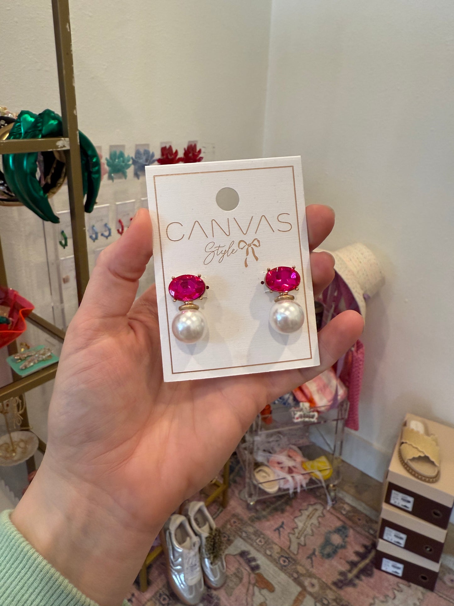 Brooke Rhinestone & Pearl Drop Earrings