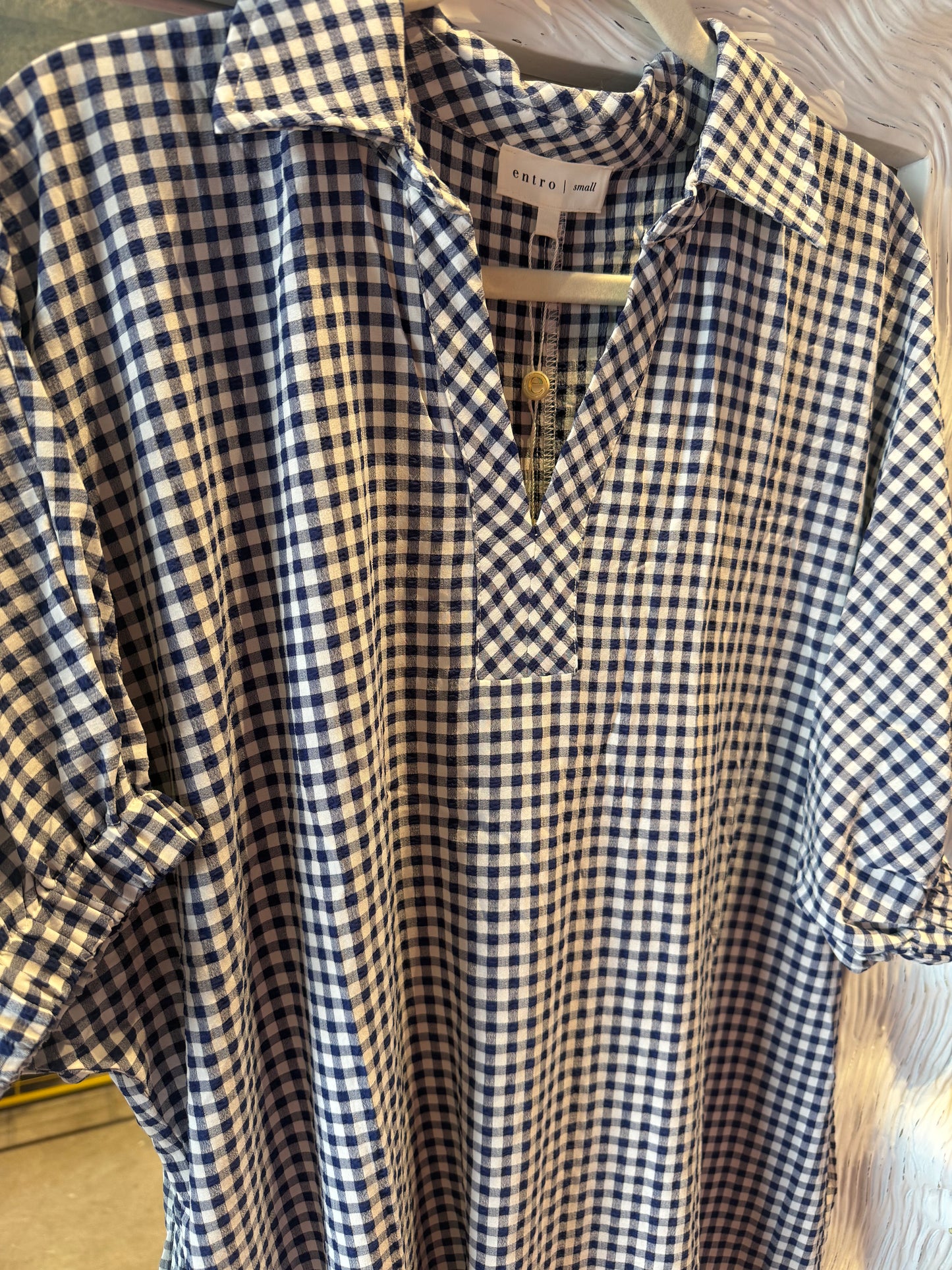 Emmy Gingham Dress- Navy