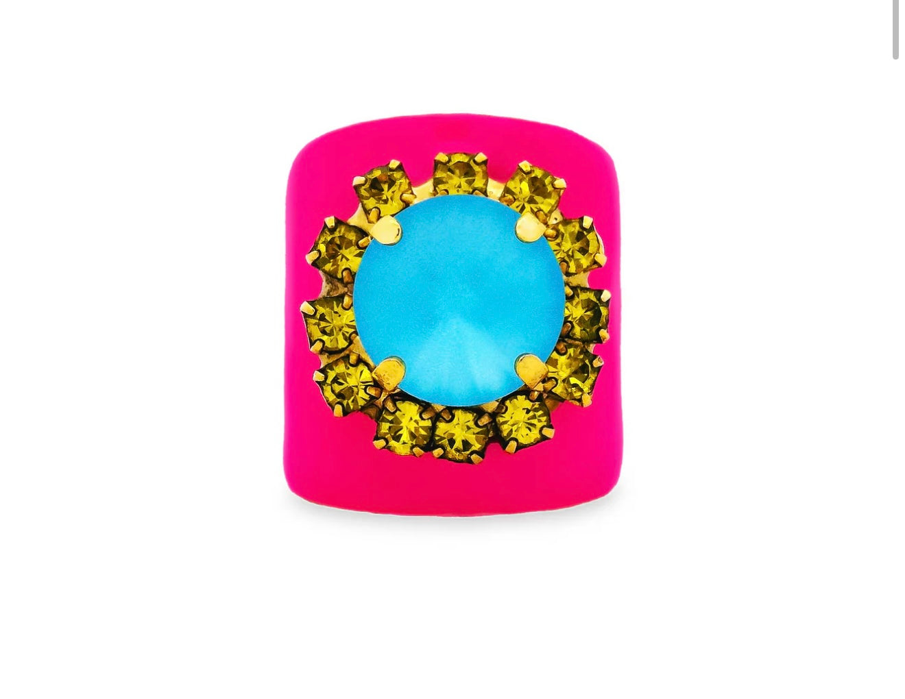 TOVA-JACCI RING IN ENAMEL HOT PINK