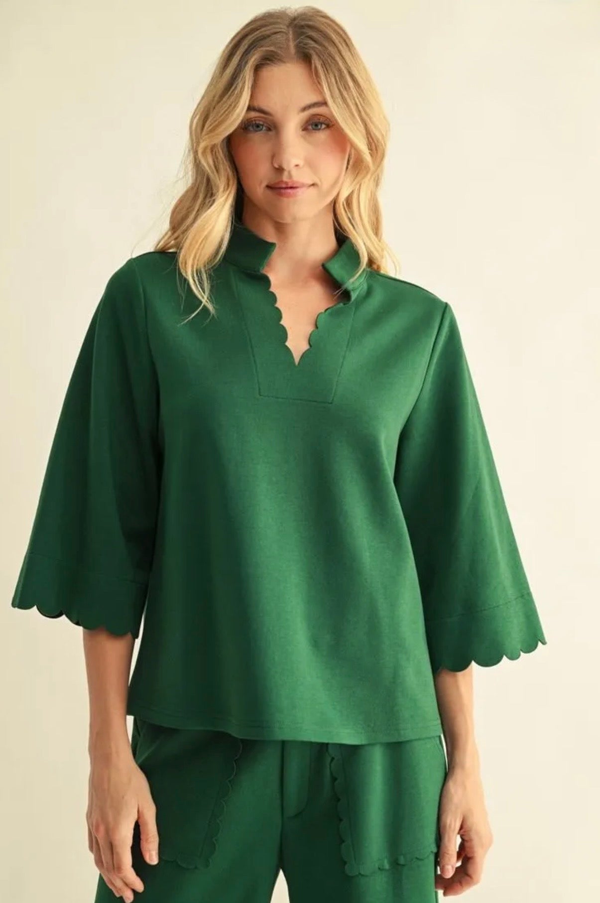 Melissa Scalloped Set- Hunter Green
