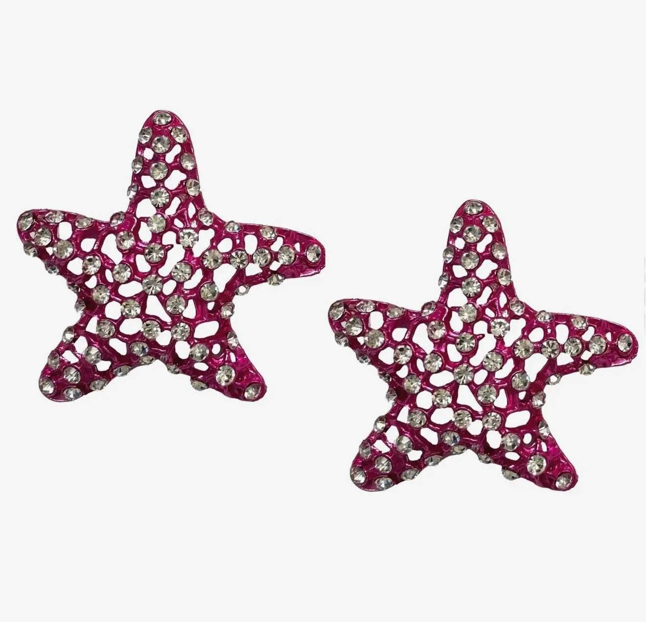 Pink Rhinestone Starfish
Statement Earrings